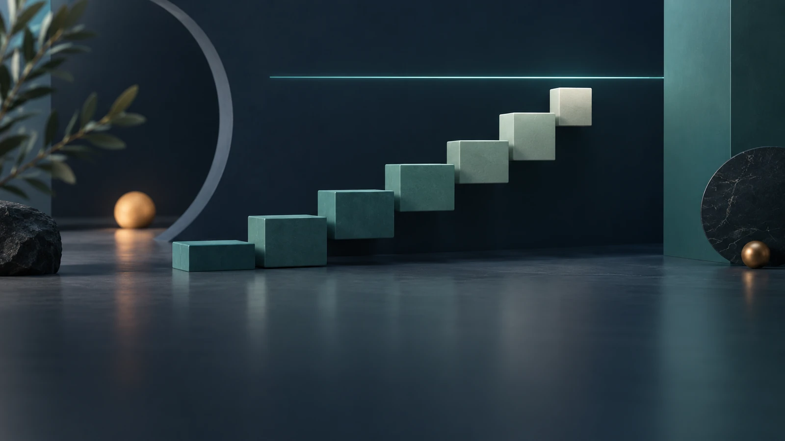 Rising blocks stopping at a thin horizontal ceiling line